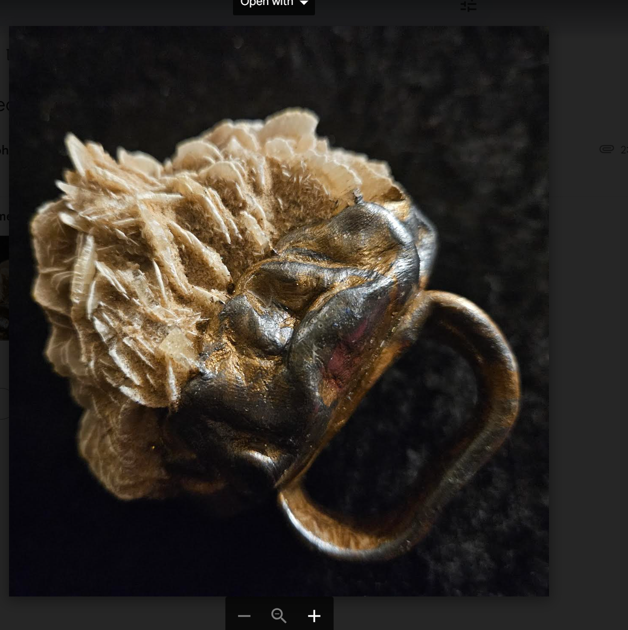 Massive Desert Rose Sculpted Two Finger Statement Ring, Beige Crystal Gemstone Finger Candy, Boho Couture Bauble