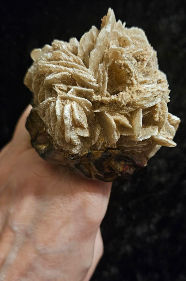 Massive Desert Rose Sculpted Two Finger Statement Ring, Beige Crystal Gemstone Finger Candy, Boho Couture Bauble