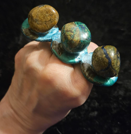 Rough Chrysocolla & Turquoise Boulder Adjustable Statement Ring Set