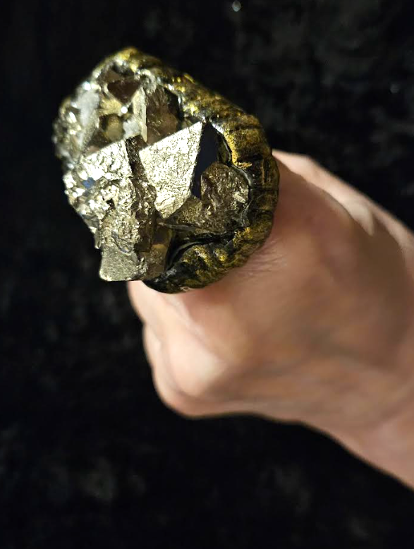 Rough Pyrite & Quartz Sculpted Statement Ring Size 8-9, Fools Gold Oversized Heavy Finger Candy, Accesory Boho Couture