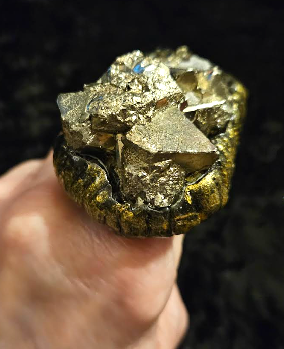 Rough Pyrite & Quartz Sculpted Statement Ring Size 8-9, Fools Gold Oversized Heavy Finger Candy, Accesory Boho Couture