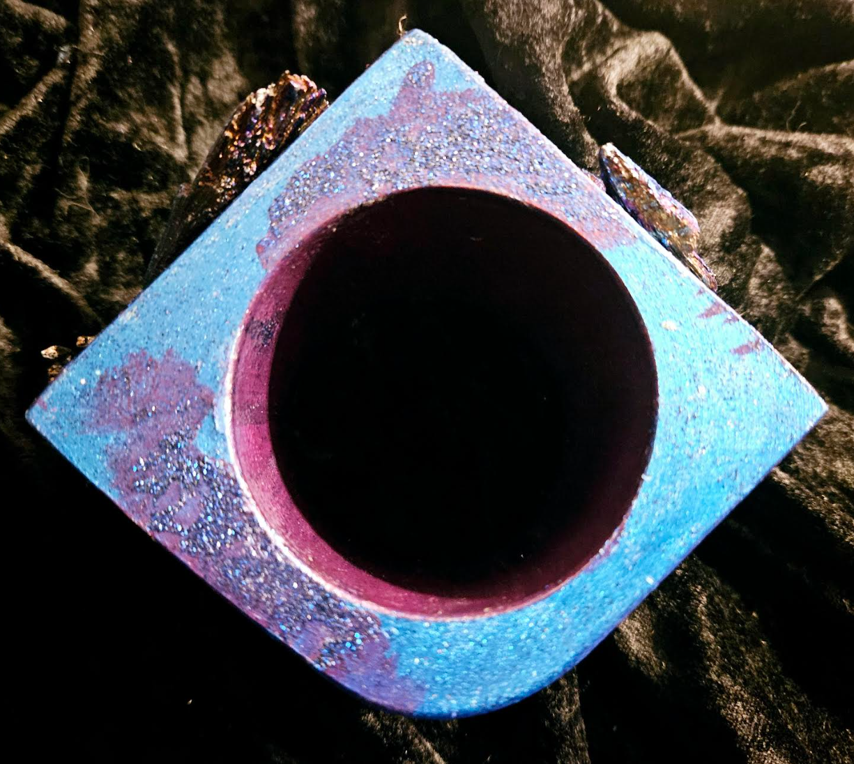 Rainbow Kyanite Cuff & Adjustable Ring Set, Purple Blue Avant Garde Ring and Cuff Set, Accessory Photoshoot