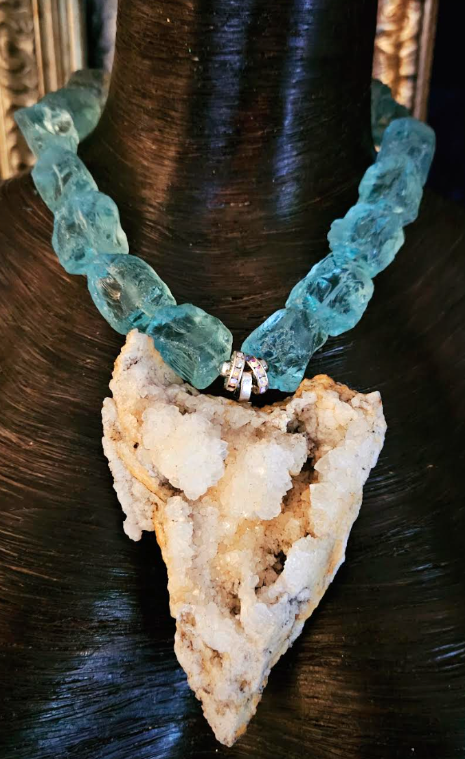 Buy Raw Aquamarine Necklace, Crystal Necklaces for Women, Natural Aquamarine  Jewelry, March Birthstone, Birthday Gifts for Her Online in India - Etsy