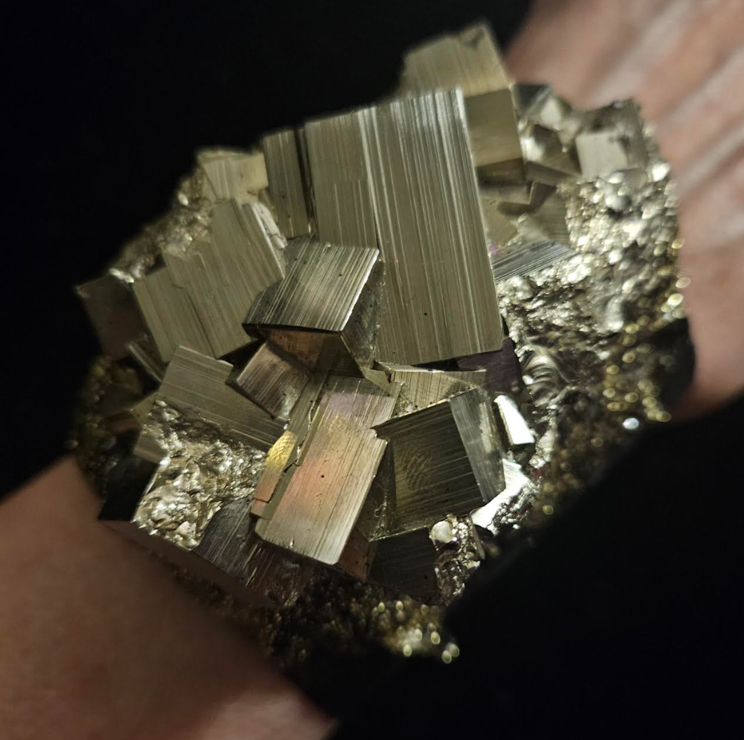 Raw Rough Pyrite Statement Cuff and  Adjustable Ring Set, Fools Gold Wrist and Finger Candy, Haute Couture Artisan Jewelry