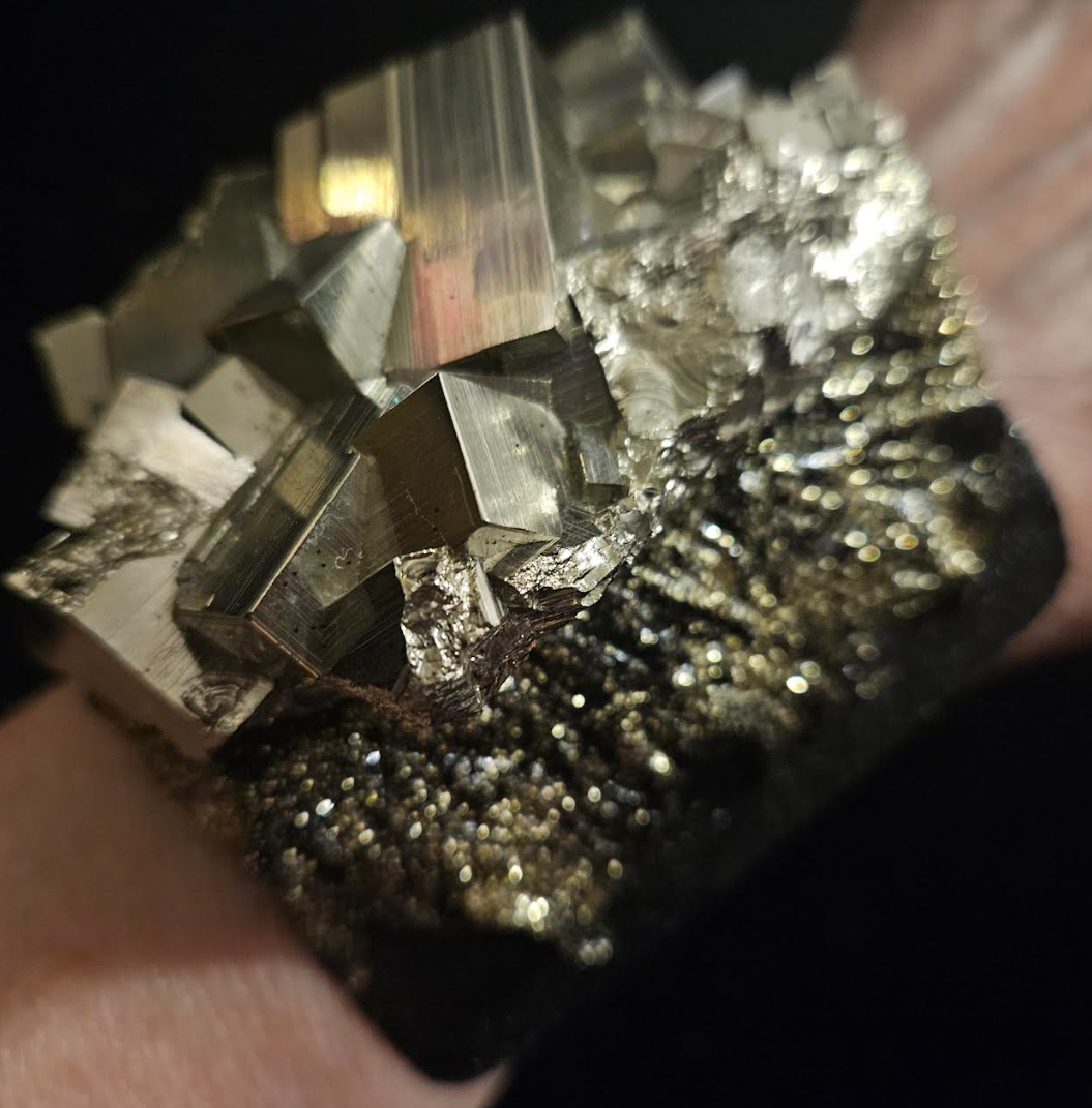 Raw Rough Pyrite Statement Cuff and  Adjustable Ring Set, Fools Gold Wrist and Finger Candy, Haute Couture Artisan Jewelry