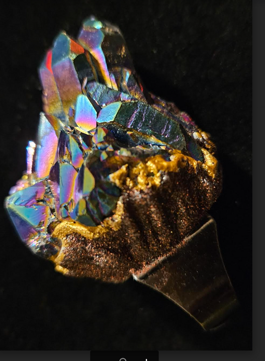 Jewel Tone Rough Record Keeper Quartz Adjustable Ring - Unisex