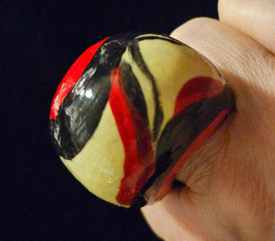 Sculpted Abstract Zebra Print Dome Statement Ring, OOAK Artisan Cocktail Ring, Edgy OOAK Finger Candy