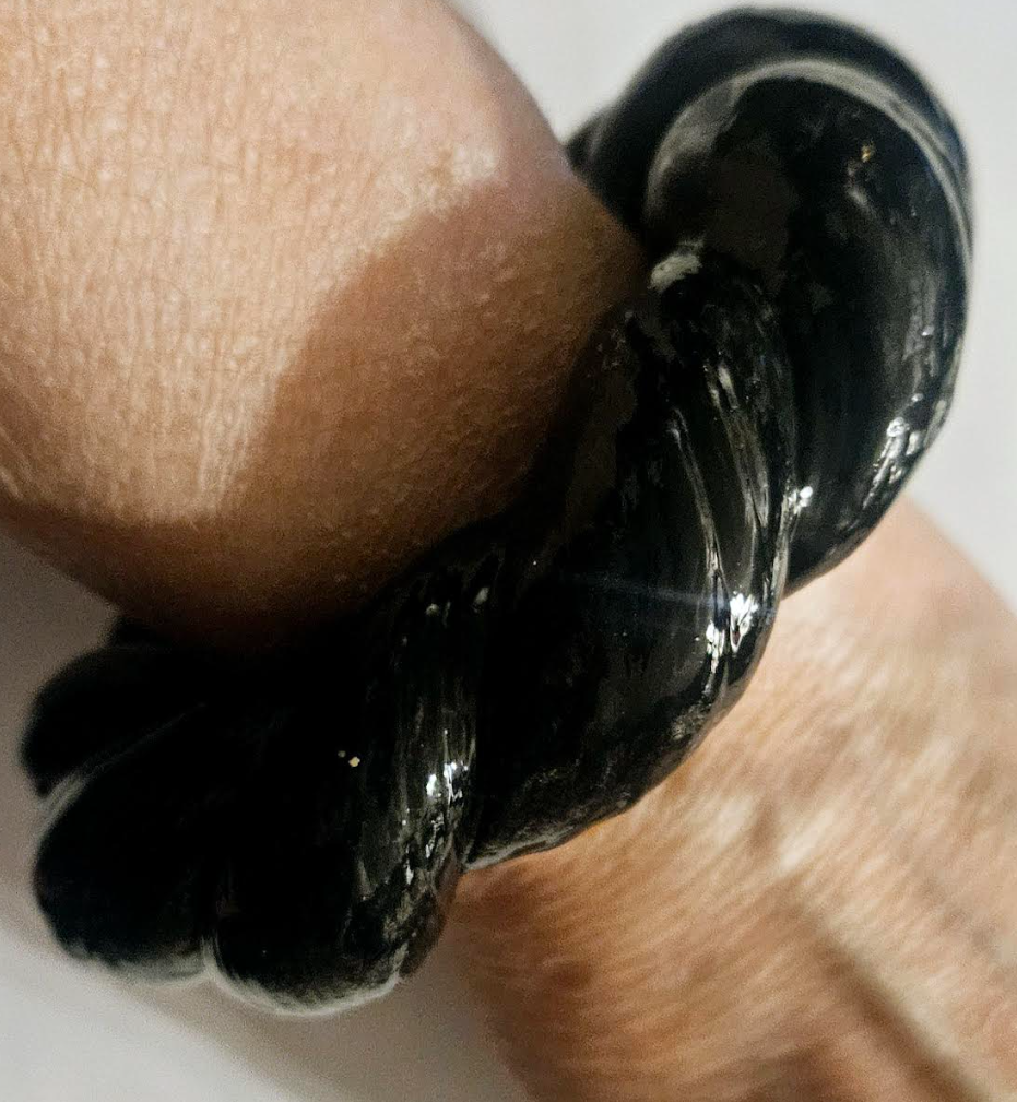 Twisted Black Lacquer Oversized Bangle, Oversized Hand Sculpted Statement Cuff, Runway Ready Wrist Candy