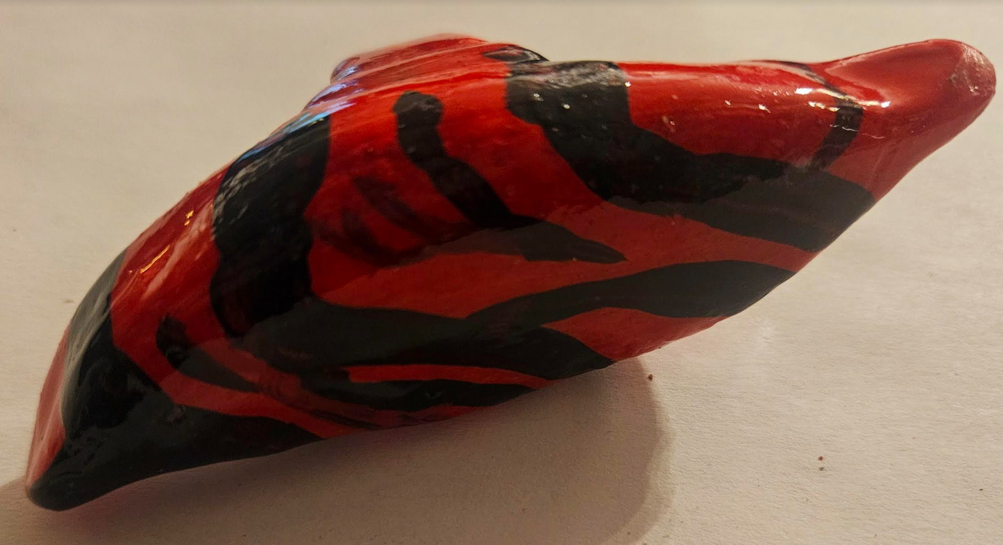 Black & Red Zebra Hand Sculpted Hand Ring, Avant Garde Animal Print Statement Ring,