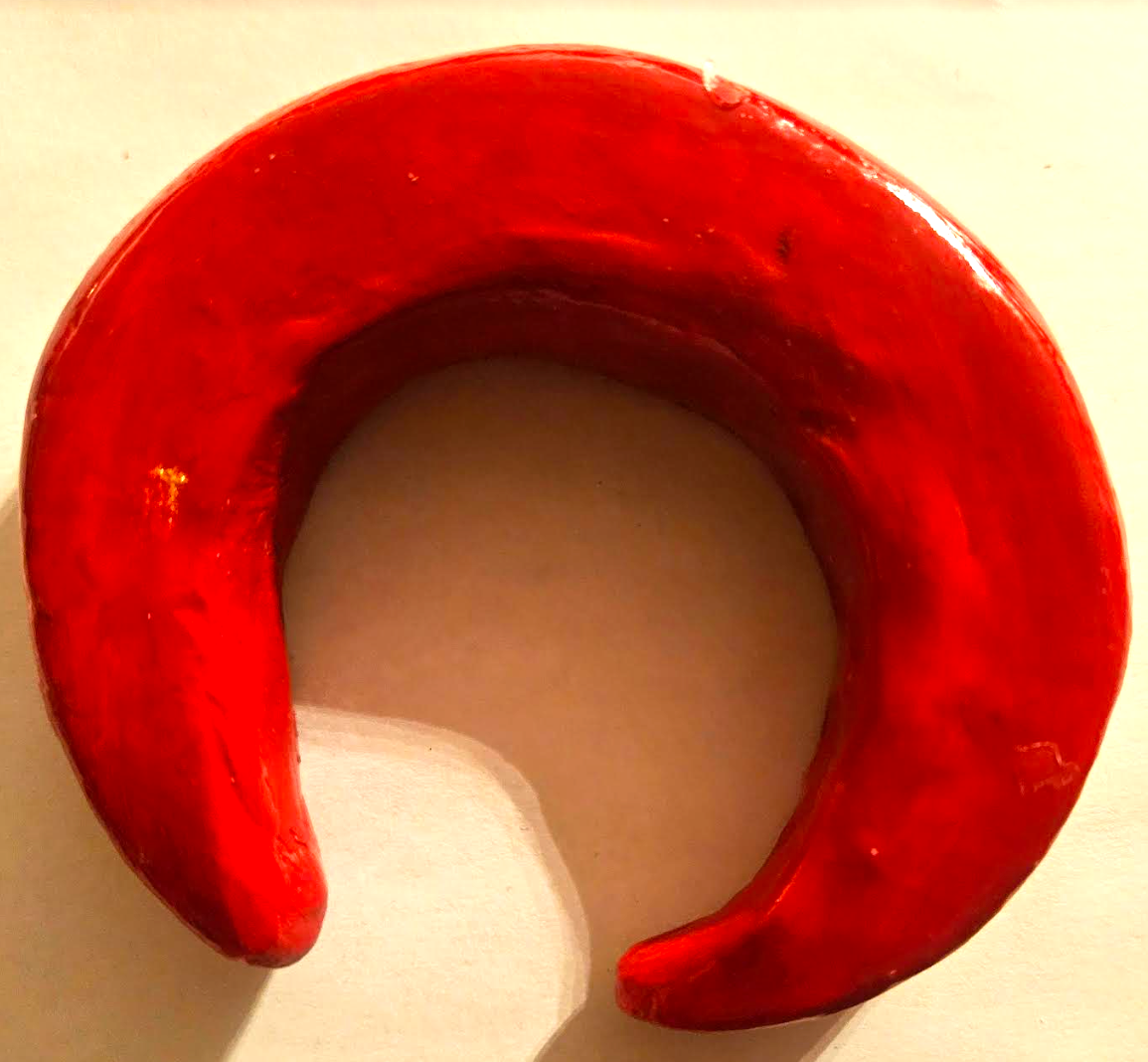 Hand Sculpted Wide Red Lacquer Bangle, Bold Crimson Stackable Statement Cuff, OOAK Artisan Wrist Candy