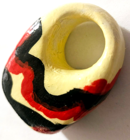 Red Black & Ivory Hand Sculpted Statement Ring - Op Art Cocktail Ring - Kat Kouture Jewelry