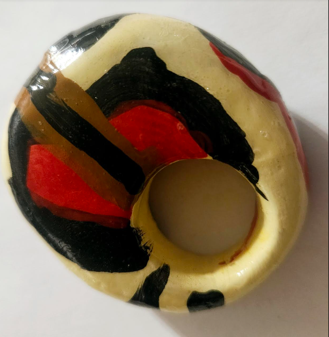 Sculpted Dome Abstract Statement Ring for Women Size 7.5, Funky Artisan Red & Black Zebra Finger Candy