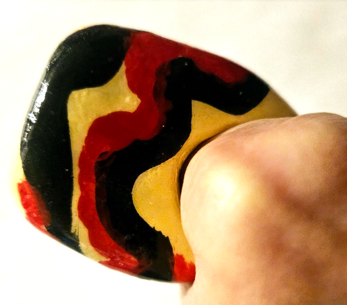 Red Black & Ivory Hand Sculpted Statement Ring - Op Art Cocktail Ring - Kat Kouture Jewelry