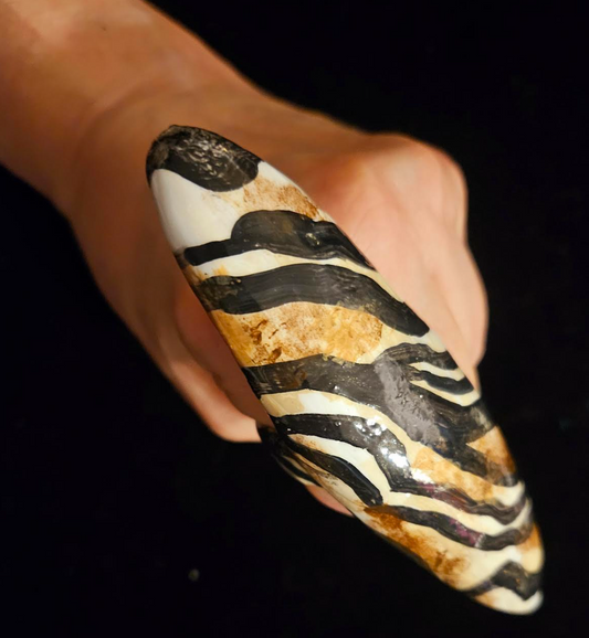 Massive Abstract Zebra Sculpted Hand Ring, Oversized Animal Print Statement Ring, Wild Exotic Finger Candy for Women Size 8-9