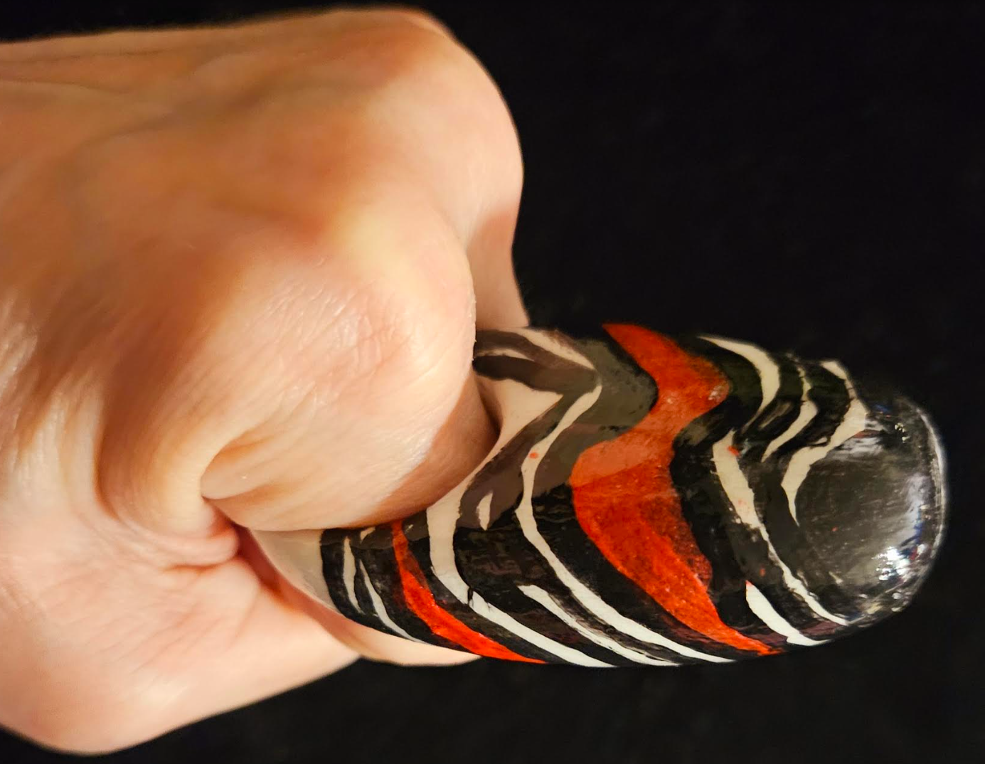 Hand Sculpted Zebra & Red Exaggerated Dome Statement Ring, Avant Garde Animal Print Finger Candy