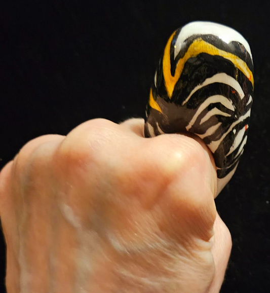 Zebra Pattern Dome Statement Ring - African Tribal Animal Print