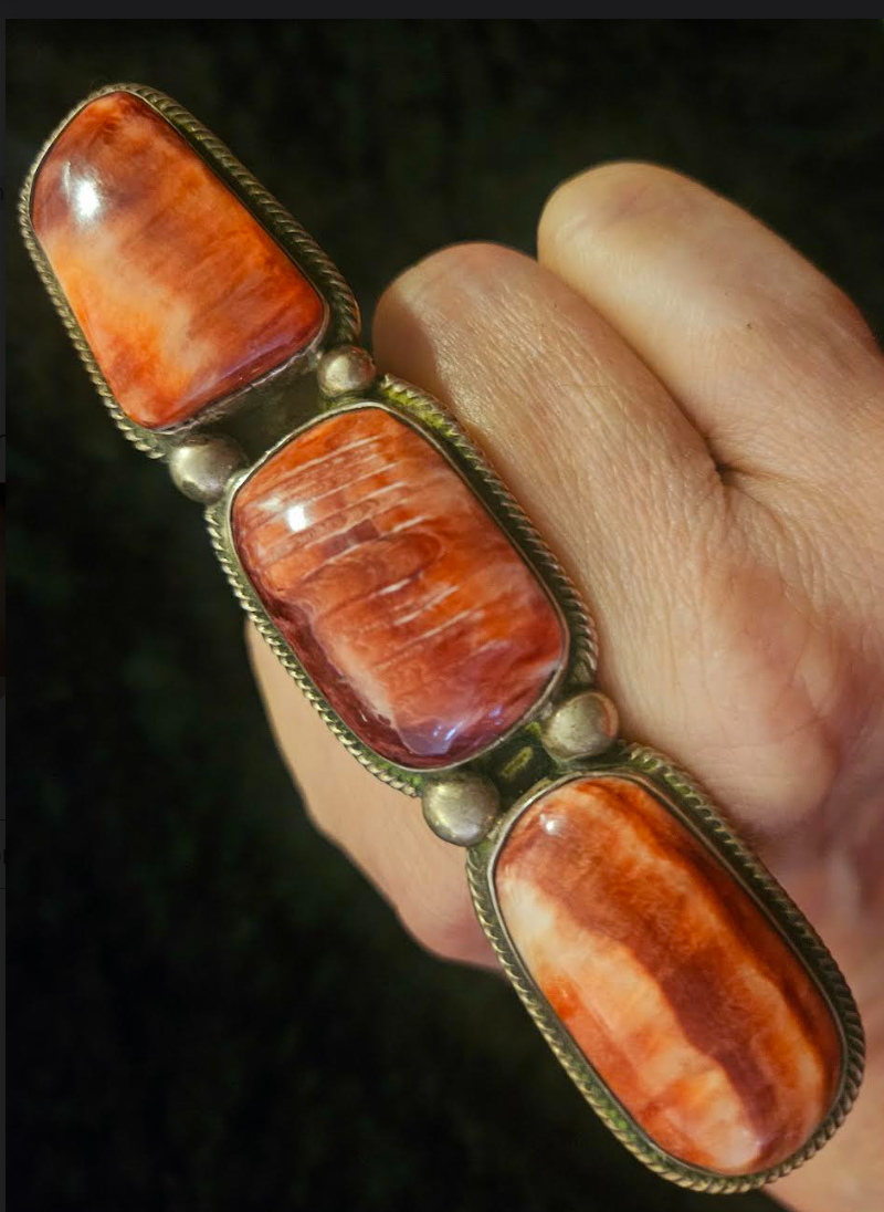 Red Spiny Oyster Navajo Statement Ring Size 8, Native American Shell & Sterling Hand Ring, Cowgirl Cowboy Rnachwear Accessory