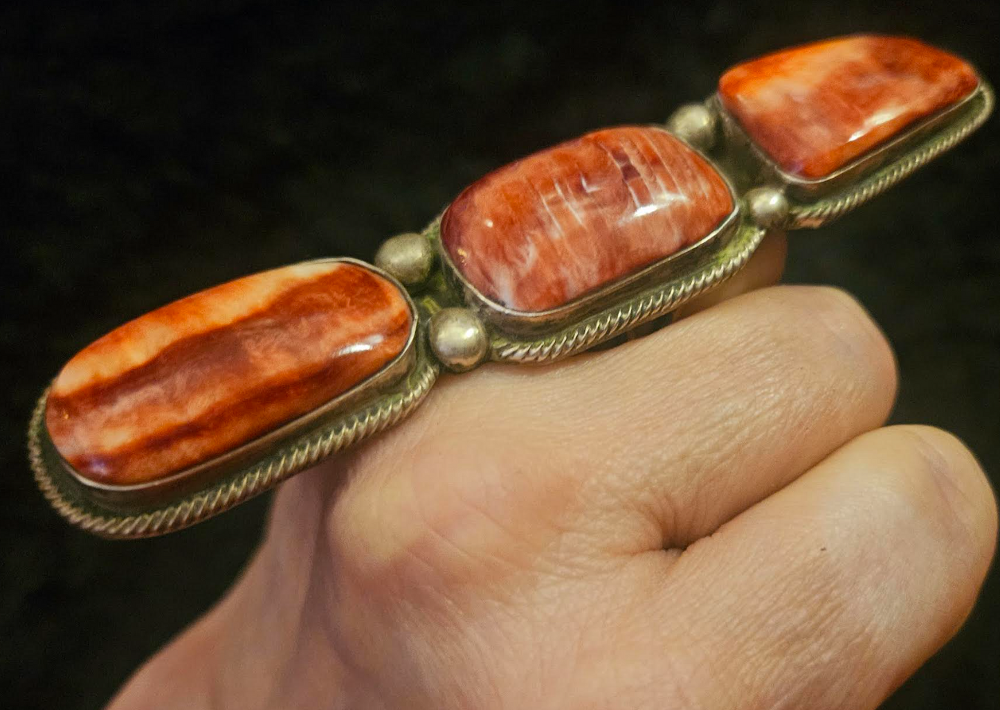 Red Spiny Oyster Navajo Statement Ring Size 8, Native American Shell & Sterling Hand Ring, Cowgirl Cowboy Rnachwear Accessory