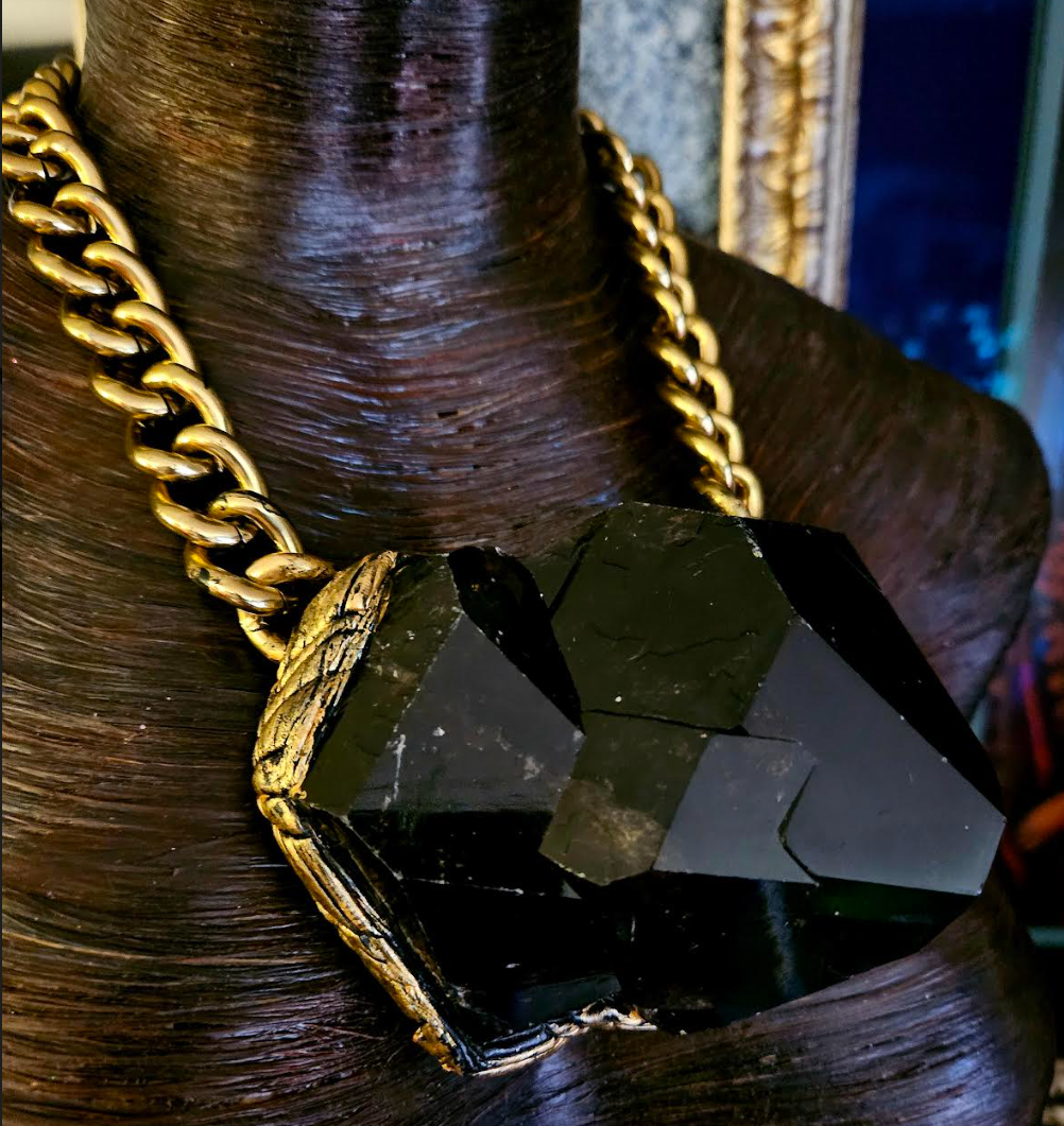 Massive Faceted Smoky Quartz Sculpted Chest Piece, Brown Crystal Nugget Statement Pendant, Bold Chunky Heavy Gemstone Amulet