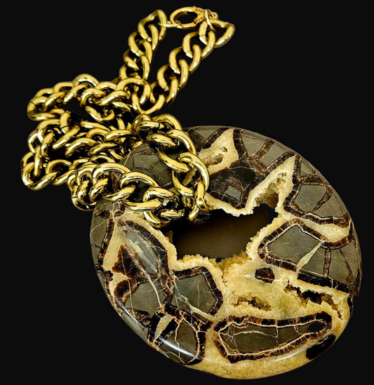Septarian Geode Pendant - Mens Bold Rare Earthy Talisman