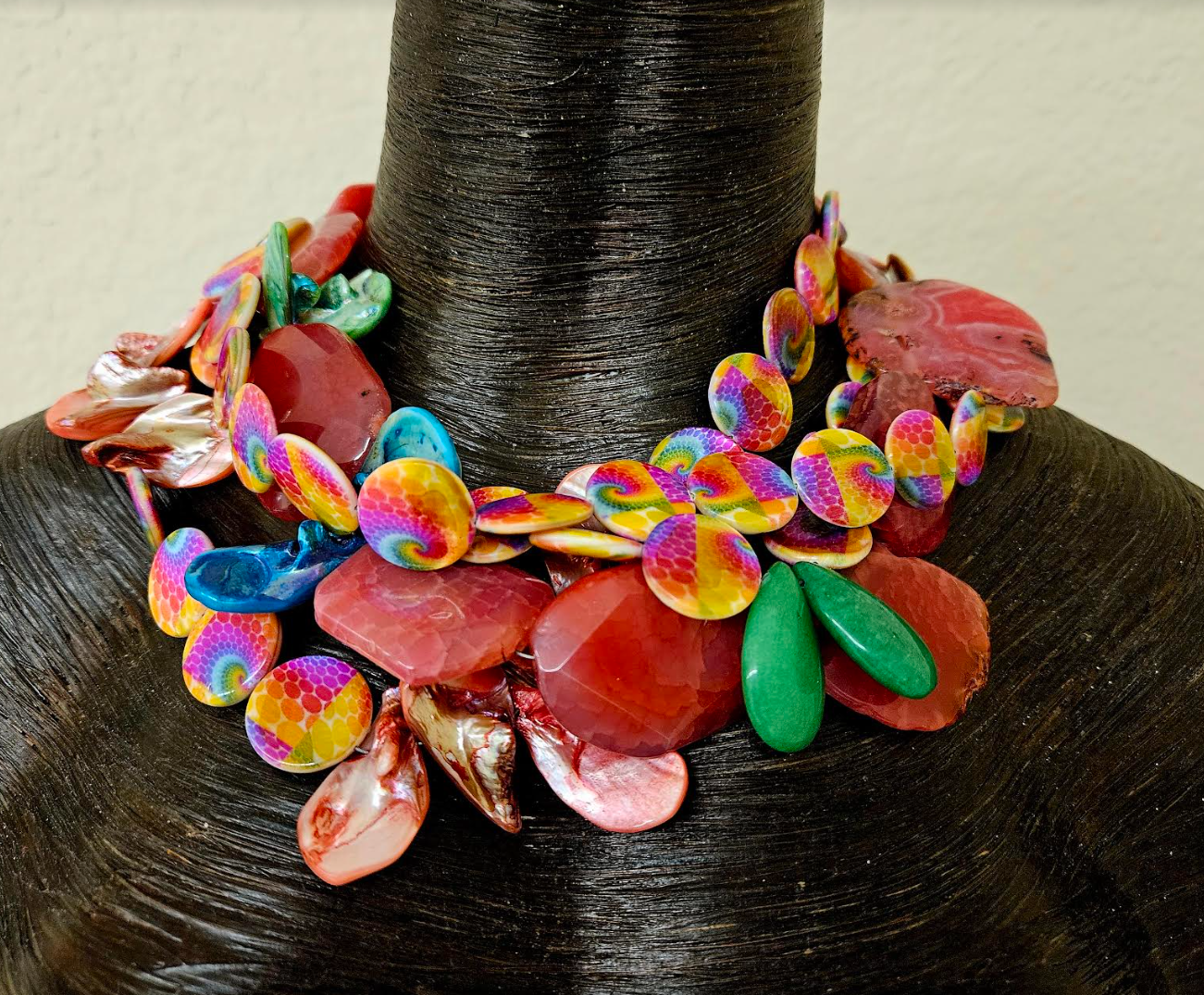 Bespoke Mixed Media Colorful Multi Strand Statement Necklace - Summer Neck Candy for Women - Kat Kouture Jewelry