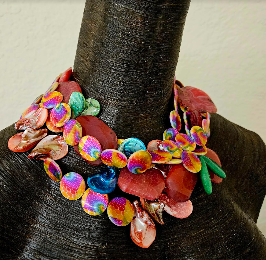 Bespoke Mixed Media Colorful Multi Strand Statement Necklace - Summer Neck Candy for Women - Kat Kouture Jewelry