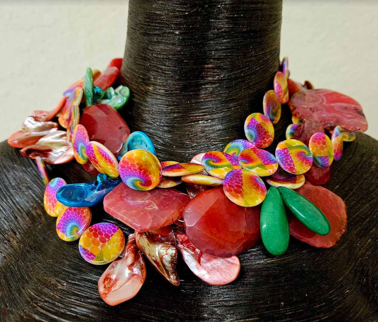 Bespoke Mixed Media Colorful Multi Strand Statement Necklace - Summer Neck Candy for Women - Kat Kouture Jewelry