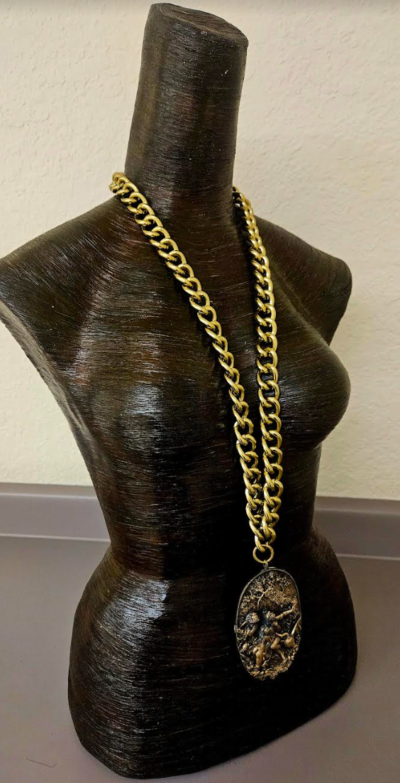 Vintage Brass Art Nouveau Female Nudes Pendant - Heavy Hip Hop Inspired Gold Tone Talisman - Lagenlook Style Amulet - Kat Kouture Jewelry