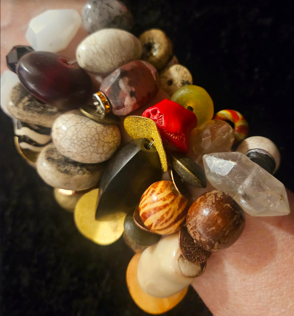 Earth Tone Oversized Beaded Stretch Bracelet Set - Iris Apfel Inspired Stackable Wrist Candy - Wild Exotic Beaded Bangles - Kat Kouture Jewelry