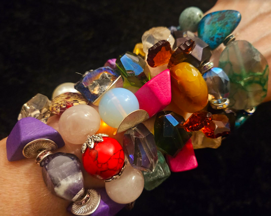 Stackable Beaded Stretch Bracelets - Iris Apfel Wrist Candy Inspiration - Kat Kouture Jewelry - Colorful Arm Candy