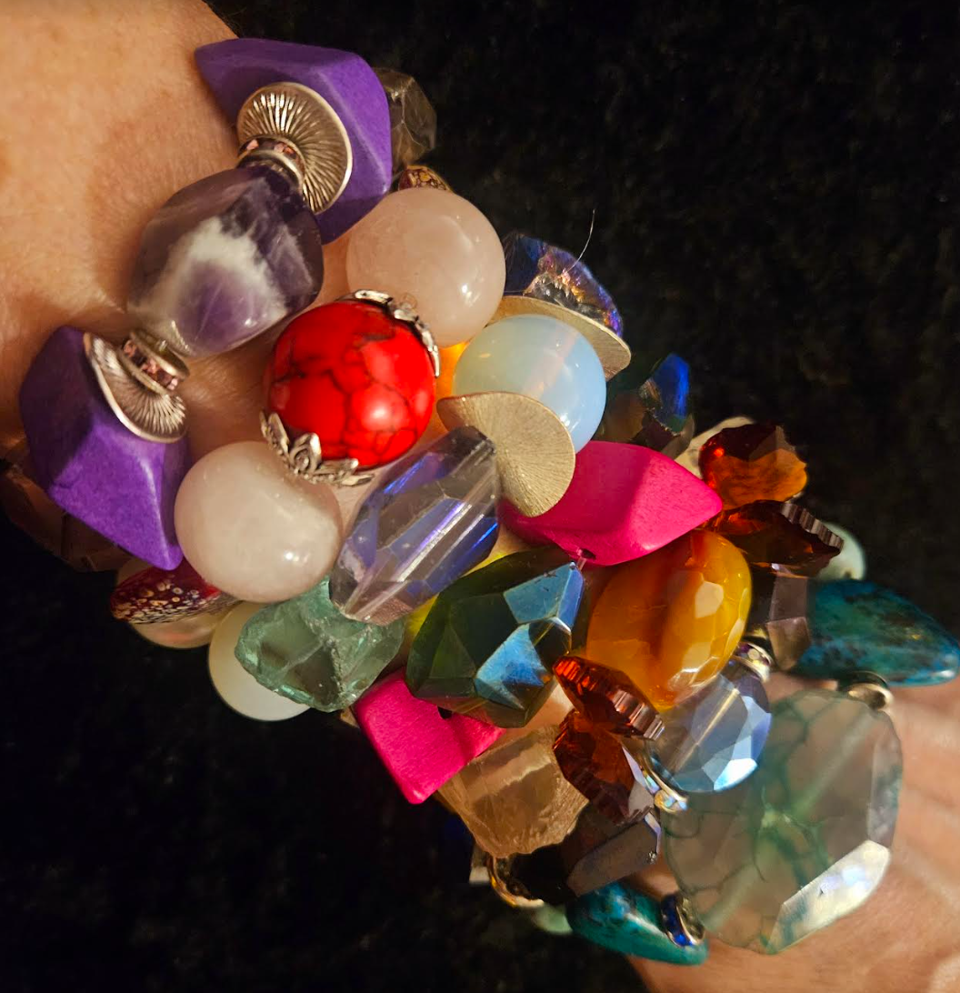 Stackable Beaded Stretch Bracelets - Iris Apfel Wrist Candy Inspiration - Kat Kouture Jewelry - Colorful Arm Candy