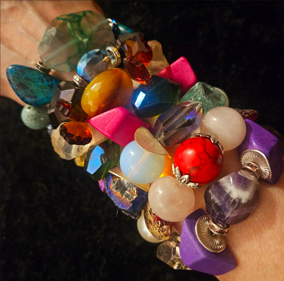 Stackable Beaded Stretch Bracelets - Iris Apfel Wrist Candy Inspiration - Kat Kouture Jewelry - Colorful Arm Candy