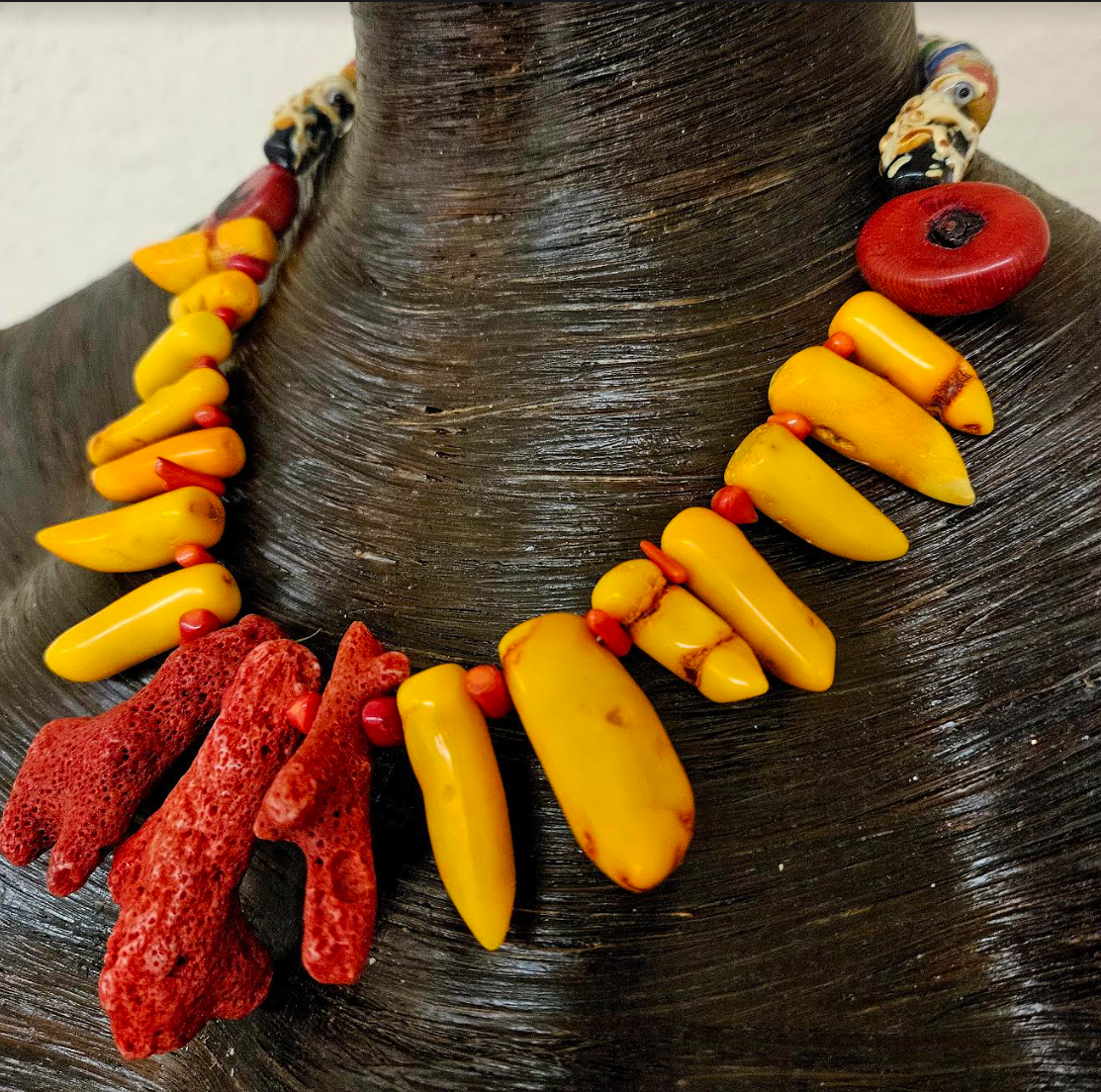 Red & Orange Branch Coral Statement Necklace - Mens Shell Neck Candy - Coral Necklace for Petite Woman - Kat Kouture Jewelry