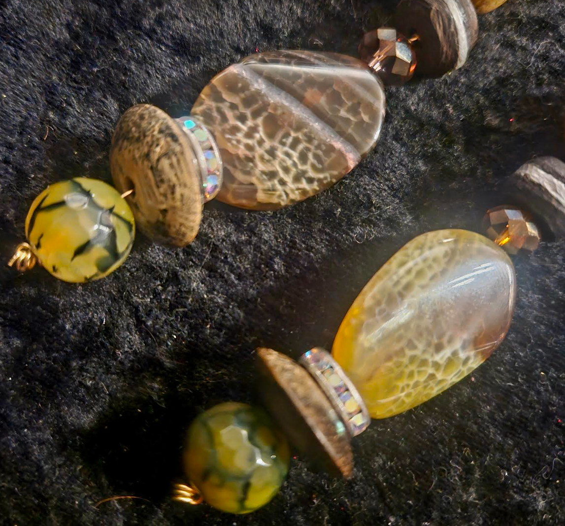 Earth Tone Agate & Jasper Pierced Earrings - Autumn Wardrobe Ear Candy - Wow Factor Drop Earrings - Kat Kouture Jewelry