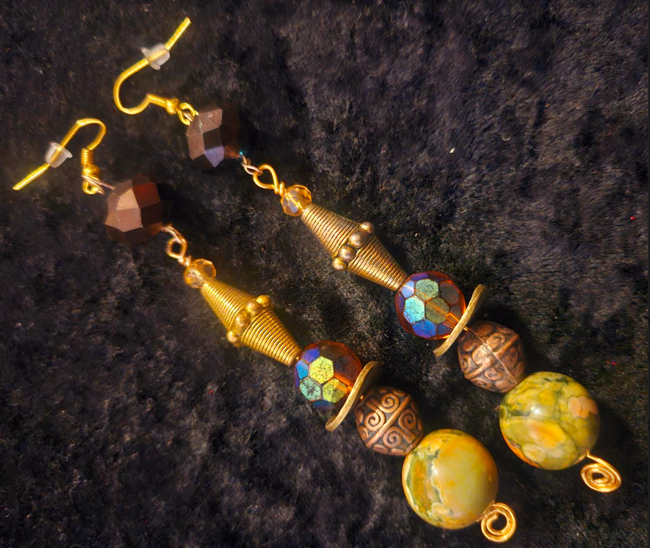 Haute Couture Earth Tone Beaded Drop Pierced Earrings - Exotic and Wild Shoulder Duster Earrings - Kat Kouture Jewelry - Fashion Photoshoot