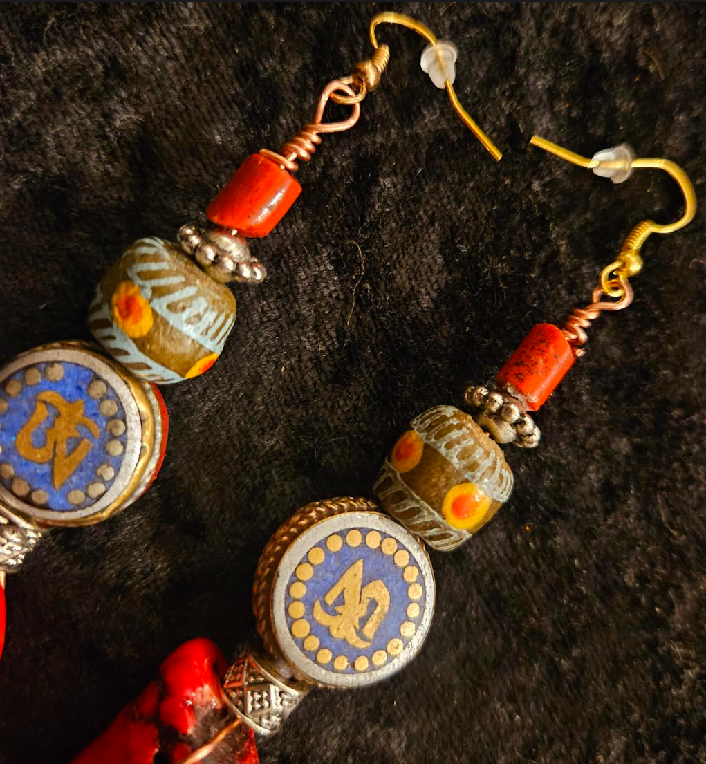 Rattlesnake Branch Coral Pierced Earrings - Tribal Inspired Shoulder Dusters - Ethnic Couture Earlobe Candy - Kat Kouture Jewelry