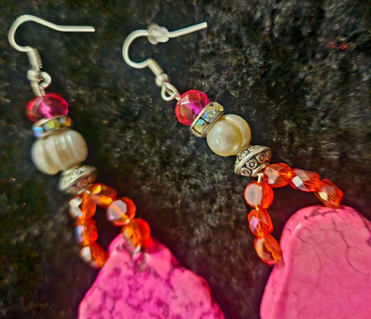 Hot Pink Howlite Drop Pierced Earrings - Bohemian Couture Ear Candy for Summer - Kat Kouture Jewelry