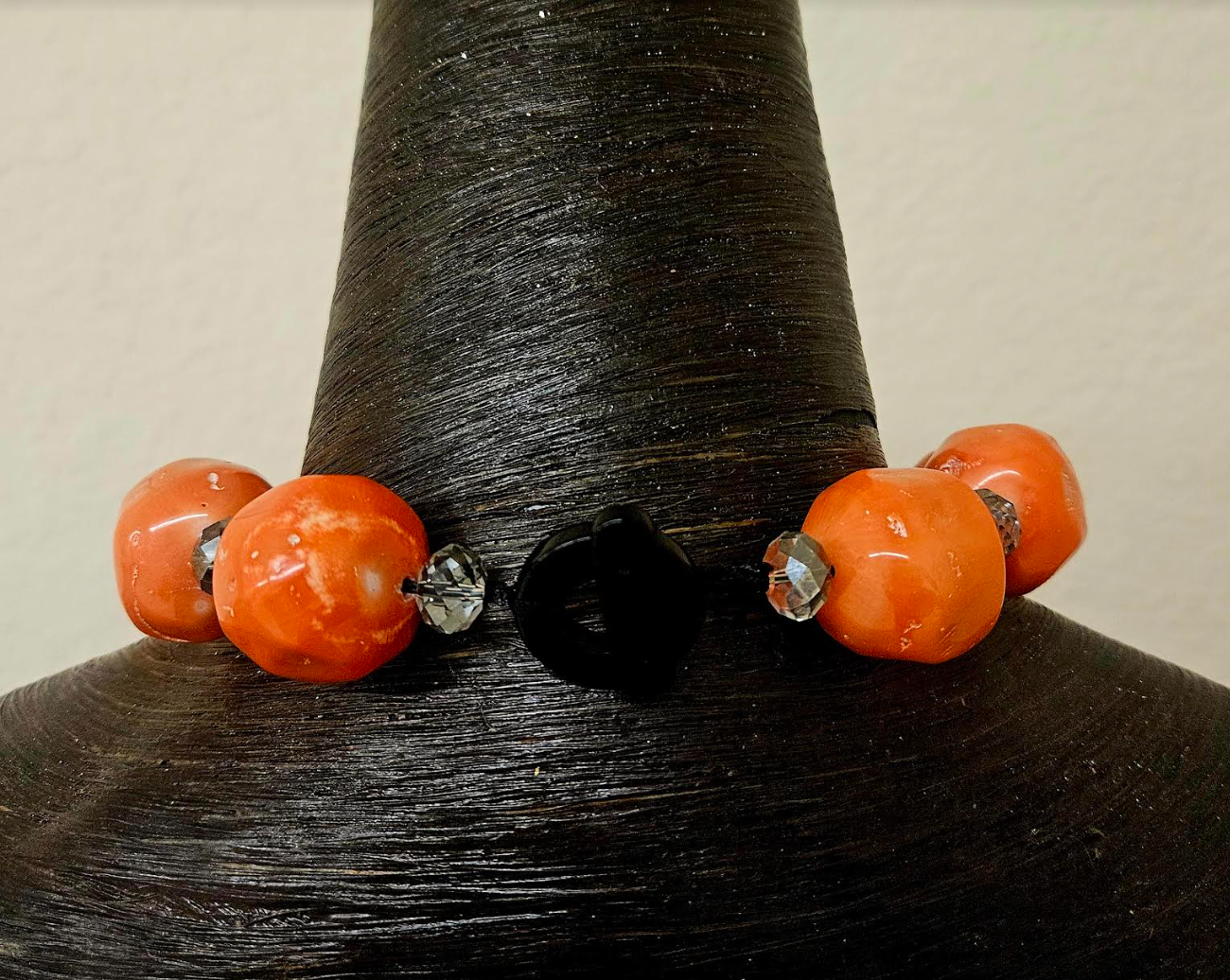 Bold Chunky & Heavy Orange Round Coral Beaded Statement Necklace - Haute Couture Coral Layering Neck Candy - Kat Kouture Jewelry