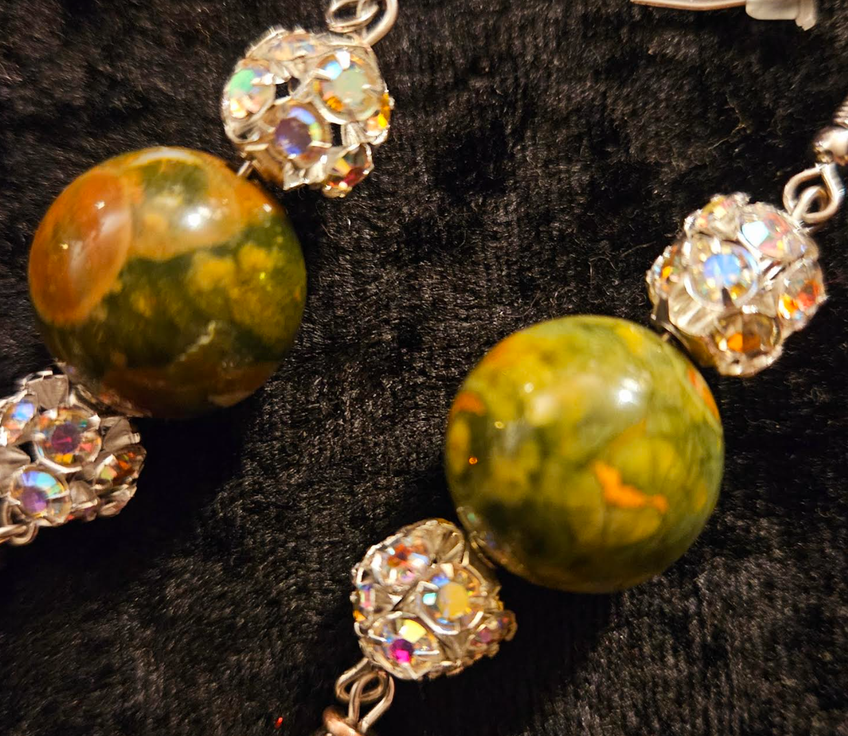 Exotic Rainforest Jasper Extra Long Pierced Earrings - Jungle Fever Beaded Shoulder Dusters - Autumn Wardrobe Ear Candy - Kat Kouture Jewelry