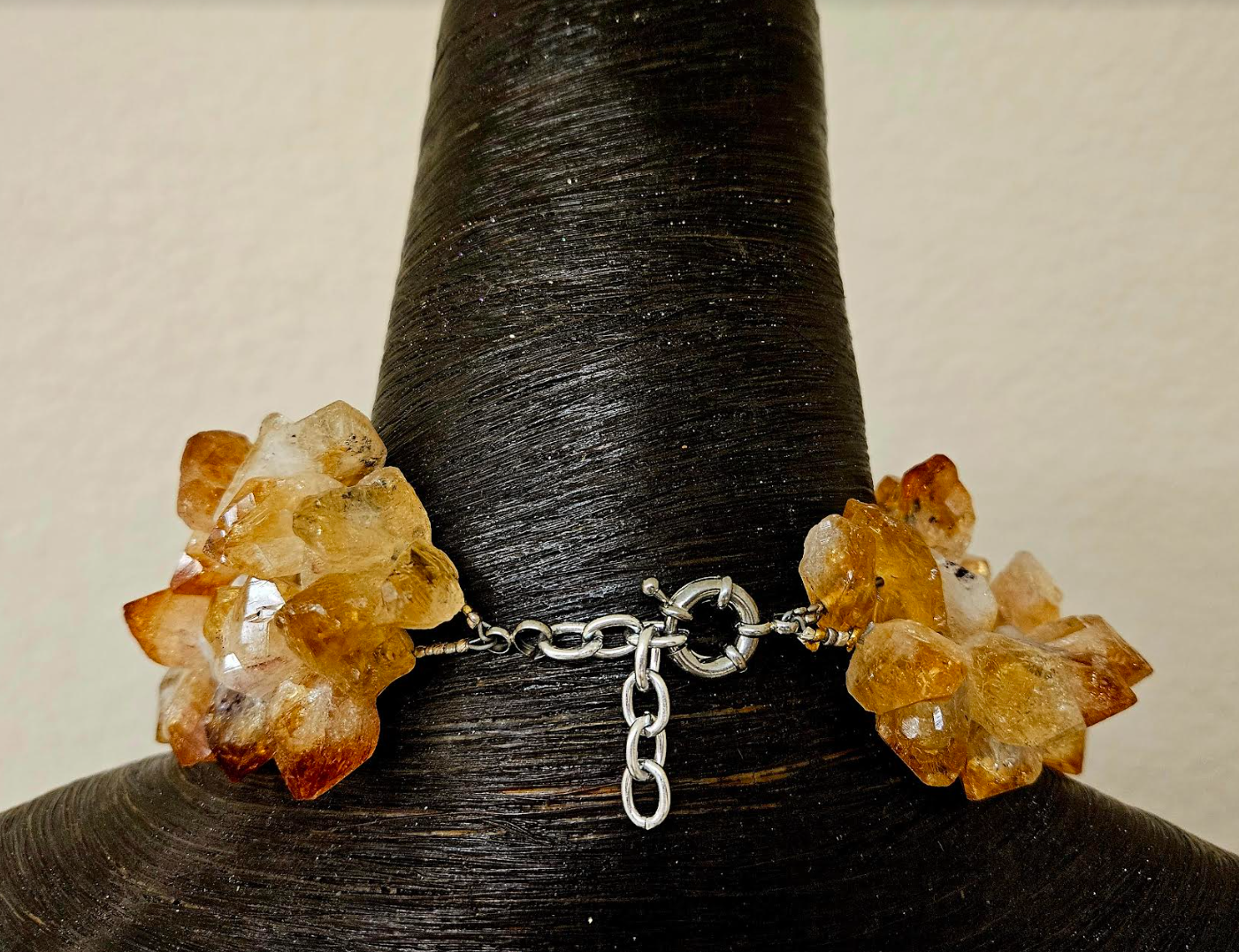 Rough Citrine Statement Necklace With Citrine Pendant - High End Luxury Gemstone Chest Piece - Orange Yellow and White Crystal Neck Candy - Kat Kouture Jewelry