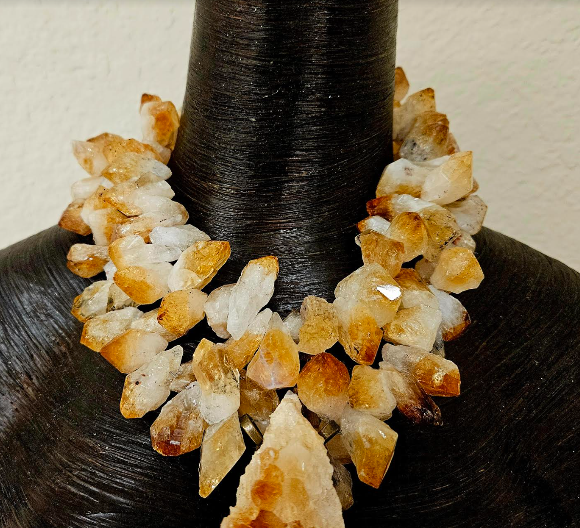 Rough Citrine Statement Necklace With Citrine Pendant - High End Luxury Gemstone Chest Piece - Orange Yellow and White Crystal Neck Candy - Kat Kouture Jewelry