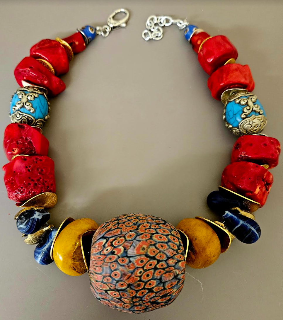 Ancient Beaded Tribal Choker - Bold Chunky & Heavy Ethnic Statement Necklace - Rare and Scarce Jewelry - Kat Kouture Jewelry