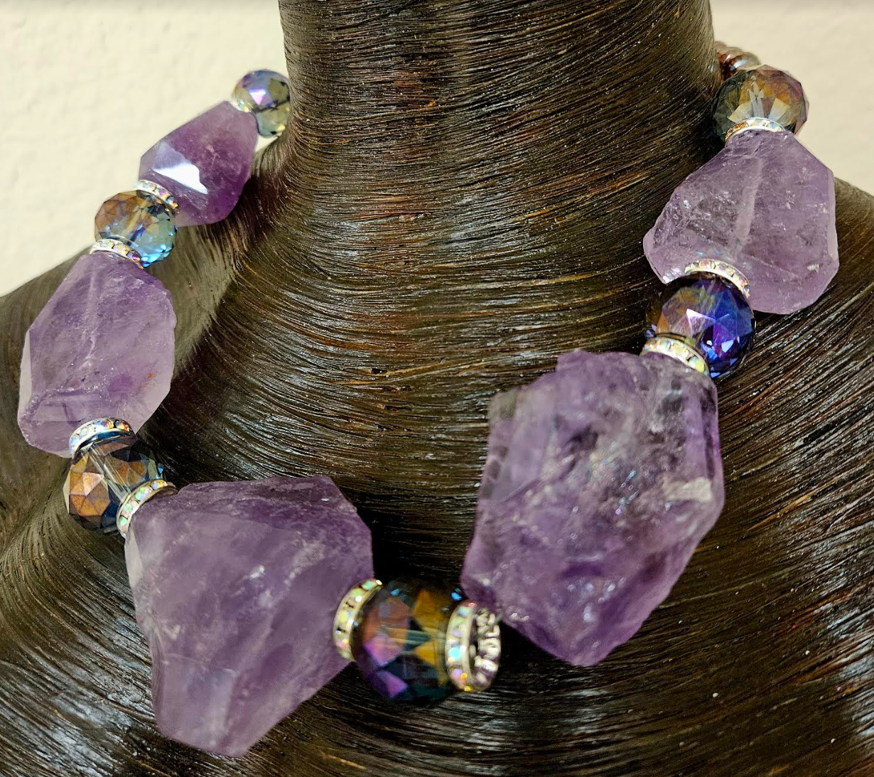 Huge Lavender Gemstone Choker - Iris Apfel Styled Neck Candy - Amethyst and Crystal Statement Necklace - Kat Kouture Jewelry