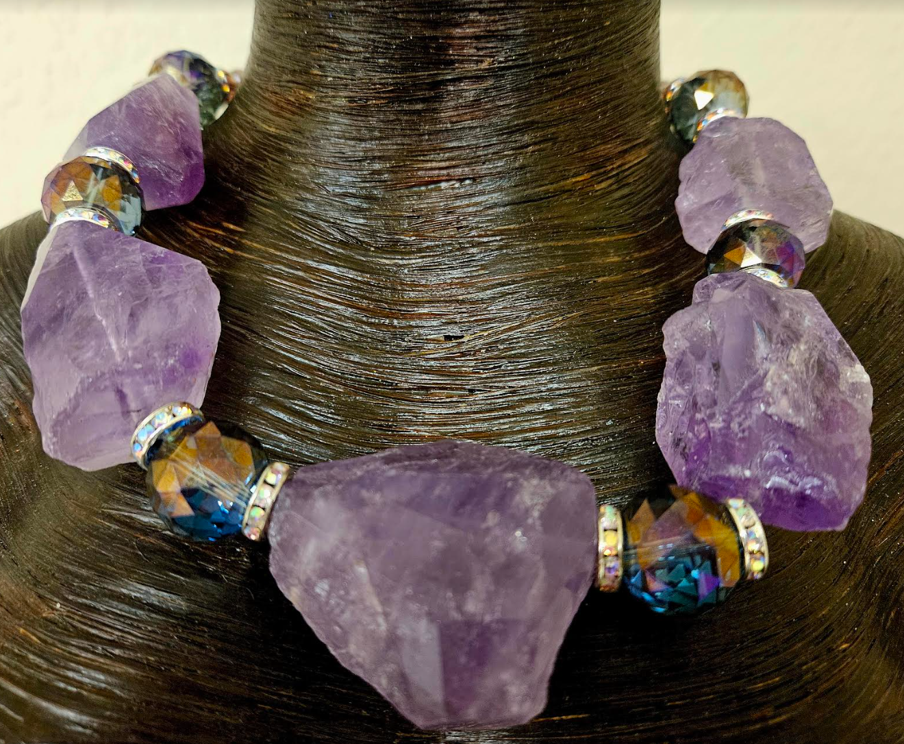 Huge Lavender Gemstone Choker - Iris Apfel Styled Neck Candy - Amethyst and Crystal Statement Necklace - Kat Kouture Jewelry