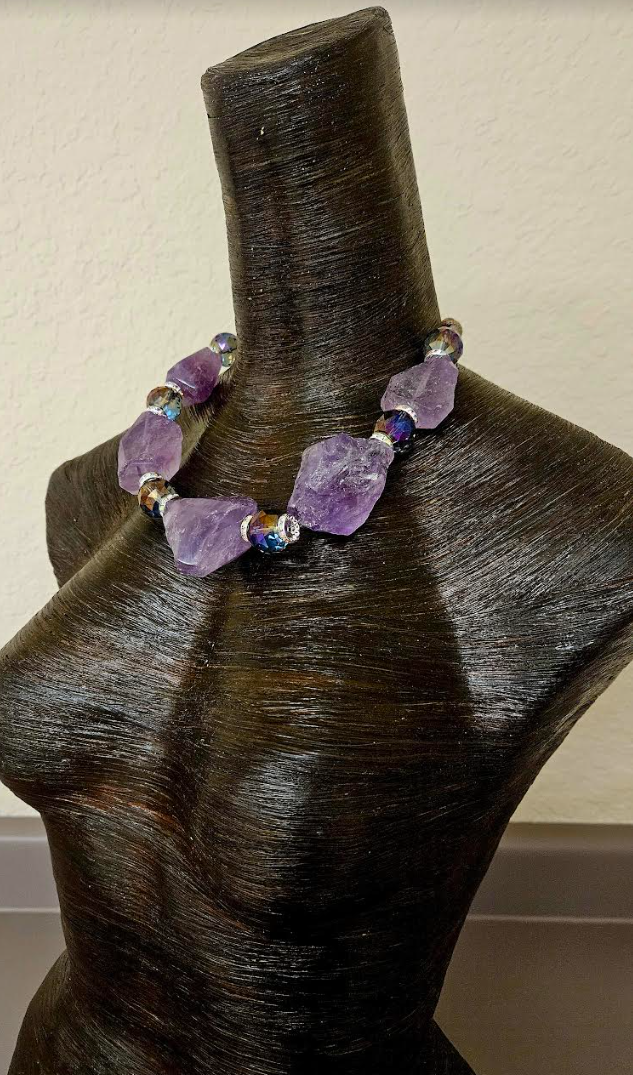 Huge Lavender Gemstone Choker - Iris Apfel Styled Neck Candy - Amethyst and Crystal Statement Necklace - Kat Kouture Jewelry