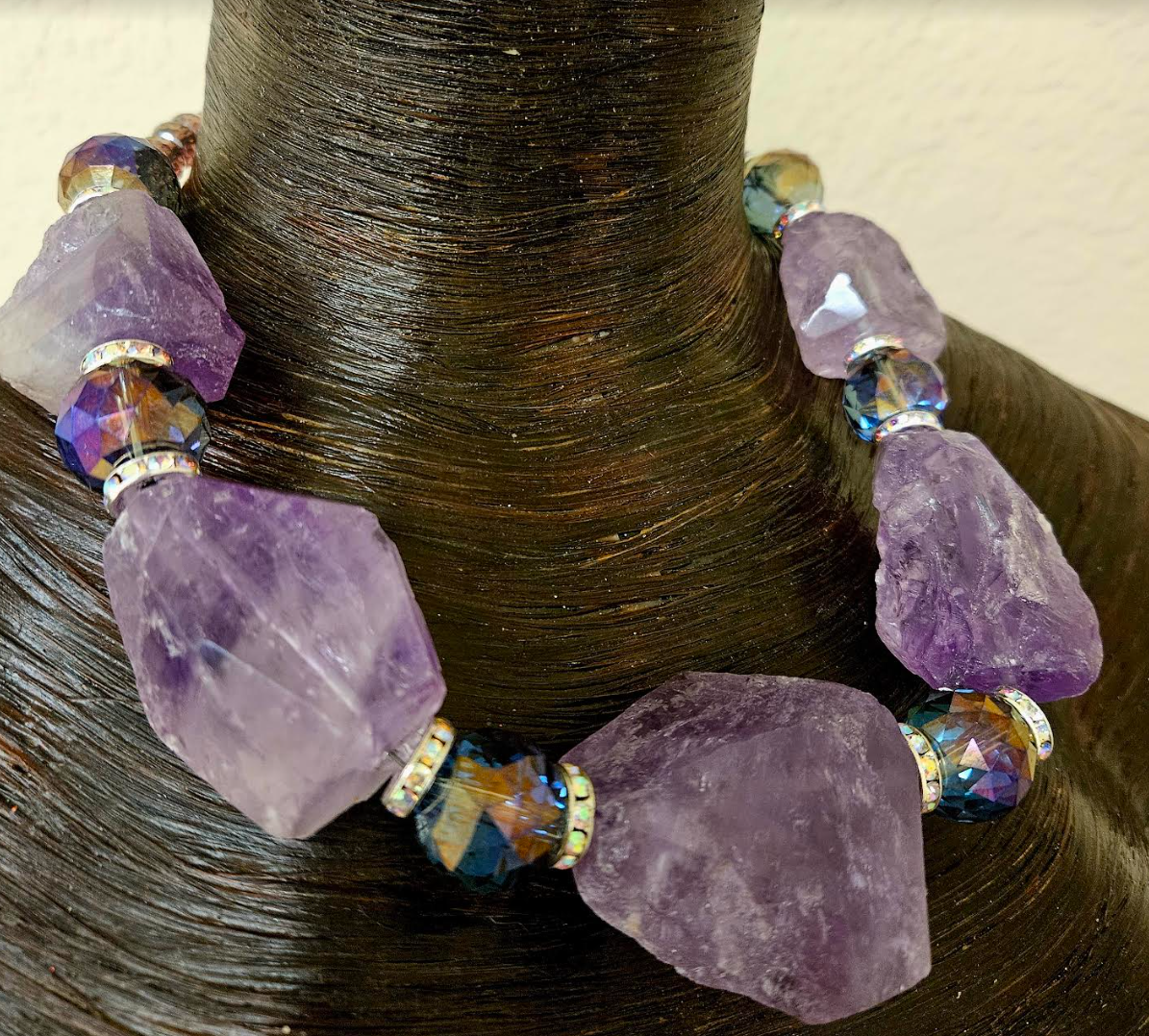 Huge Lavender Gemstone Choker - Iris Apfel Styled Neck Candy - Amethyst and Crystal Statement Necklace - Kat Kouture Jewelry