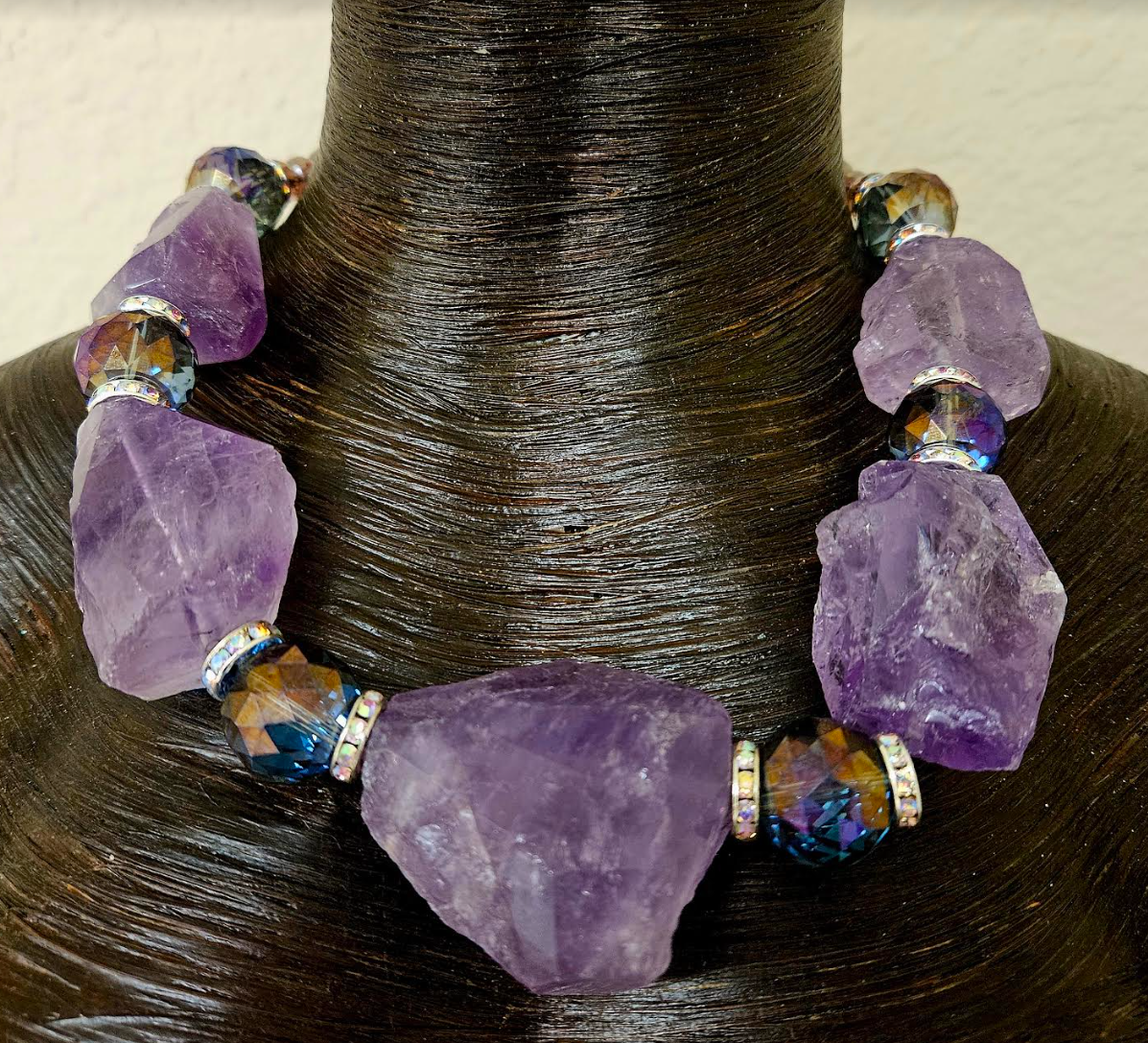 Huge Lavender Gemstone Choker - Iris Apfel Styled Neck Candy - Amethyst and Crystal Statement Necklace - Kat Kouture Jewelry