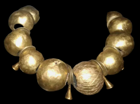 African Yoruba Brass & Charm Bold Tribal Statement Necklace - Chunky
