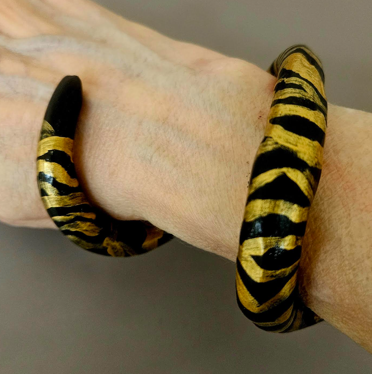 Hand Sculpted Black & Gold Snake Cuff - Avant Garde Animal Print Coil Bangle - Haute Couture Artisan Bracelet - Kat Kouture Jewelry