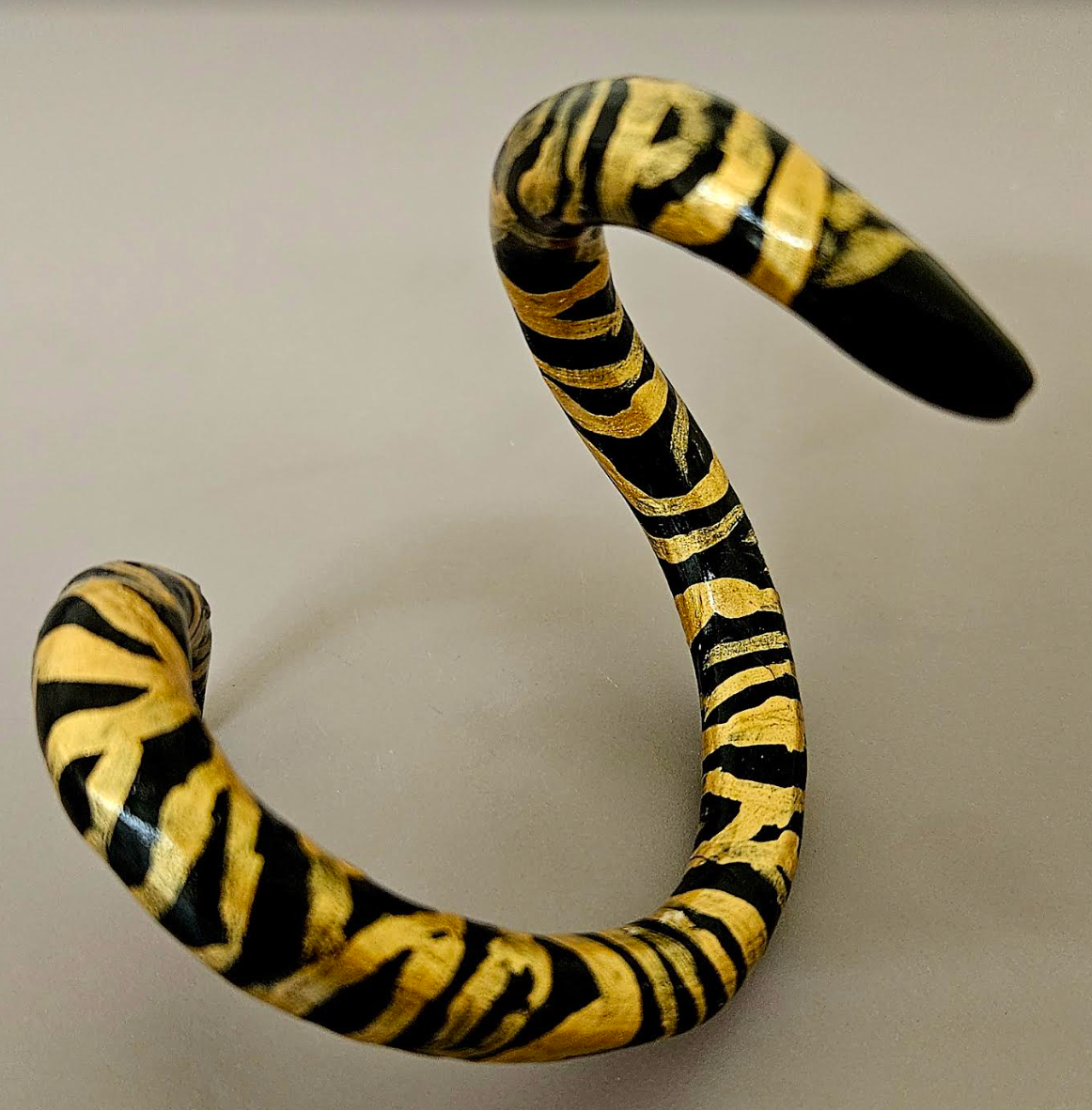 Hand Sculpted Black & Gold Snake Cuff - Avant Garde Animal Print Coil Bangle - Haute Couture Artisan Bracelet - Kat Kouture Jewelry